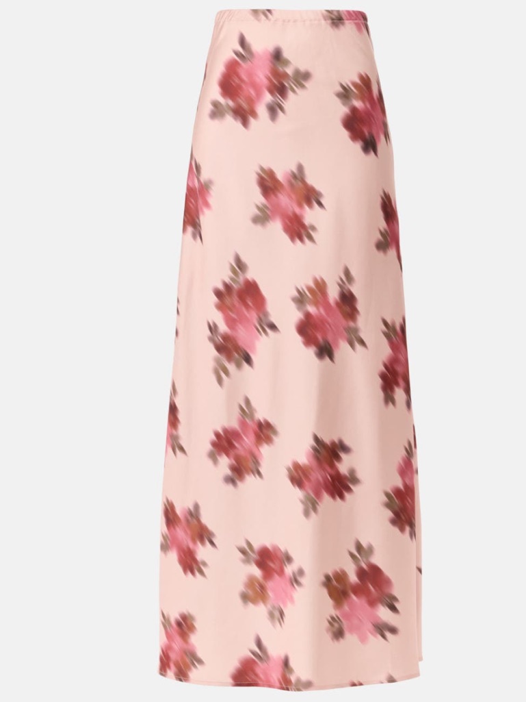 Weworewhat Pink Satin Floral Slip Skirt